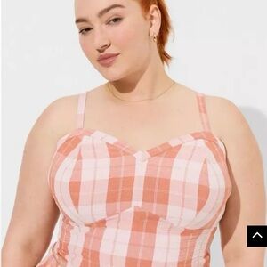 Torrid Peach and White Seersucker Sleeveless Bralette 3